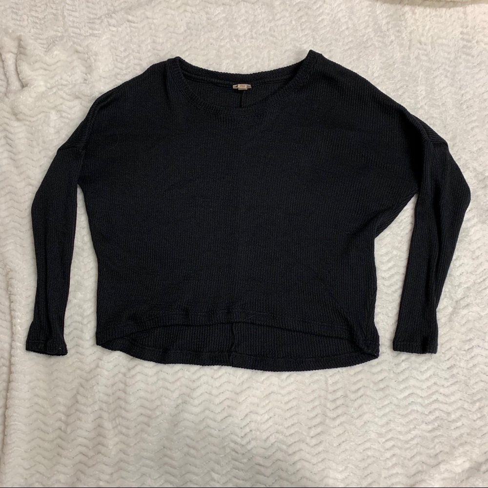 Black knit sweater black cute trendy loose boxy